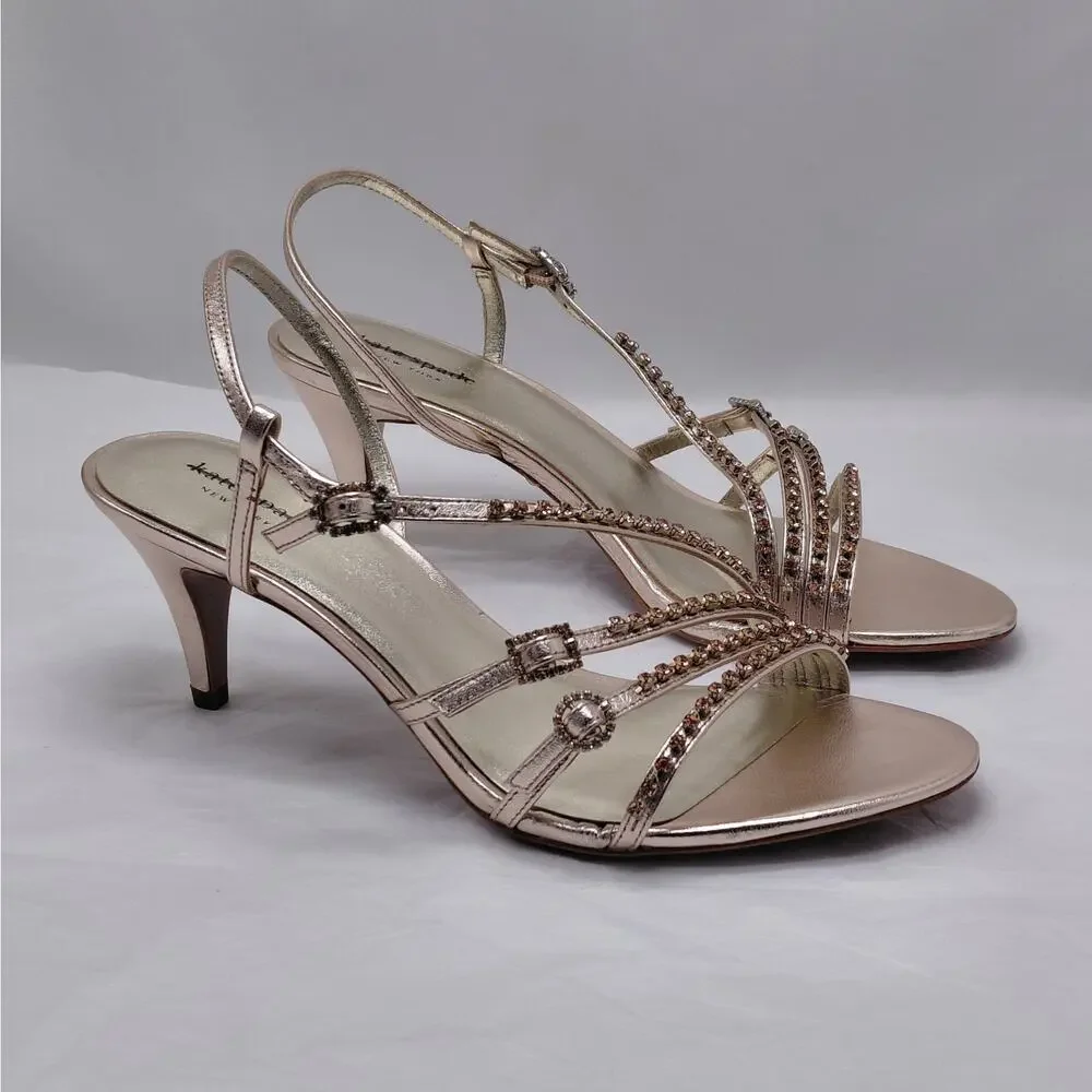 Kate Spade Heels Sandals Size 10 Rose Gold Rhinestone Evening Wedding Party